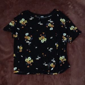Floral Black Crop Top Shirt